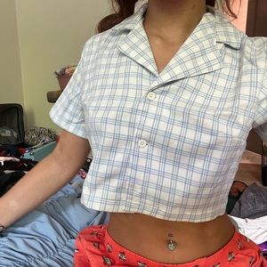 brandy melville plaid cropped shirt